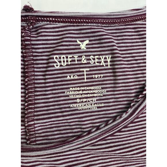 American Eagle Soft and Sexy Set of 4 shirts Striped Pink Purple Tan - Picture 9 of 16